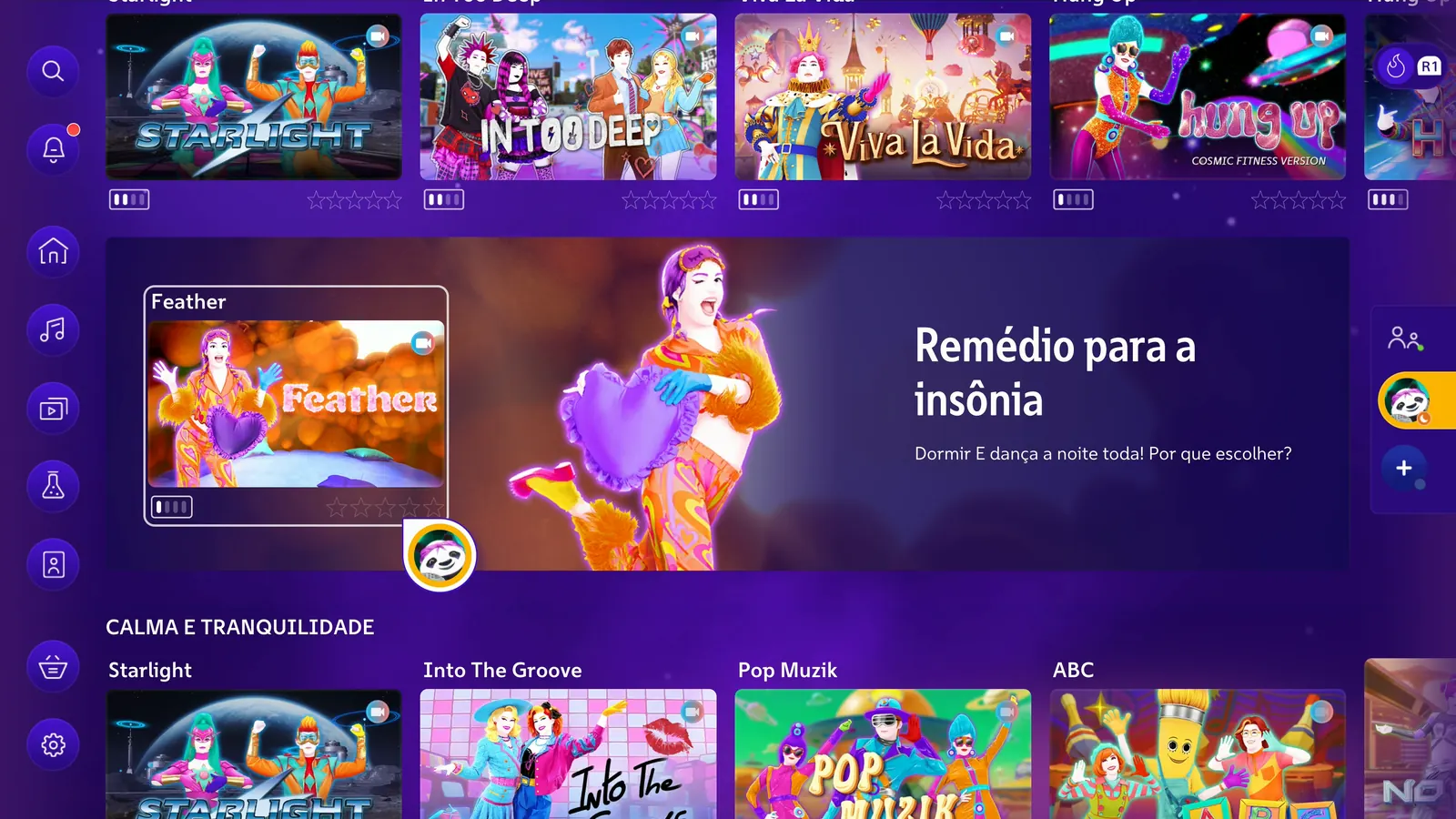 Playlist Remédio para a insônia, com Feather, na tela inicial